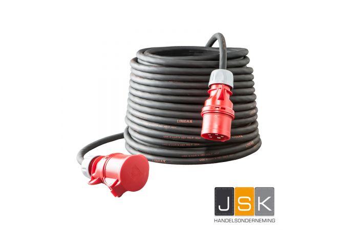 CEE Verlengkabel 25 meter 400V, 32A 4x6 mm² 4-polig, PCE Shark 6h, N2540600224 - 105426