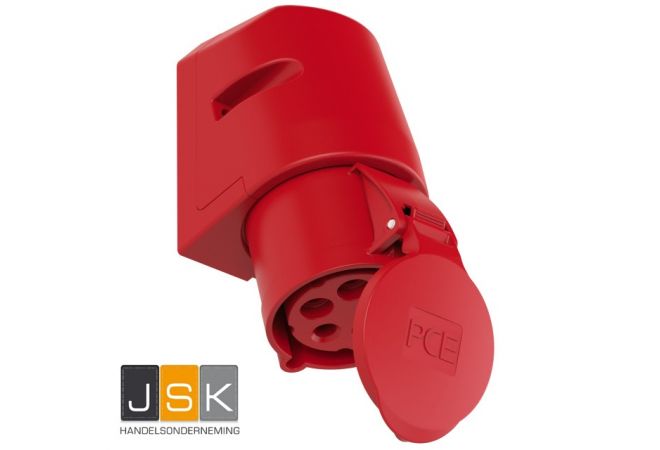 CEE Wandcontactdoos 32A 5-polig | PCE 125-6V | 415V Rood IP44 | 102608 - JSK Handelsonderneming