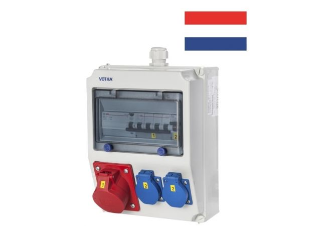 Wandverdeler "WORMS" - 1x CEE 16A 400V~2x Contactdoos 230V~  062.012.0111 - VOTHA®