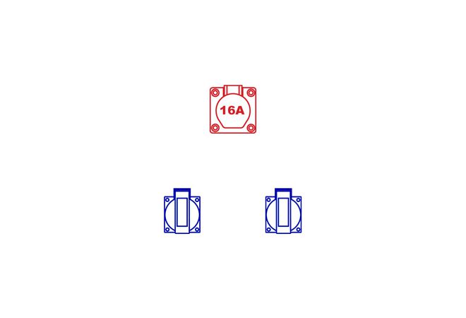 Keraf Domino wandkast IP44 CEE 16A | 1x CEE 16A 5p 400V | 2x schuko 16A 250V | 114422 | Gratis verzending - JSK Handelsonderneming