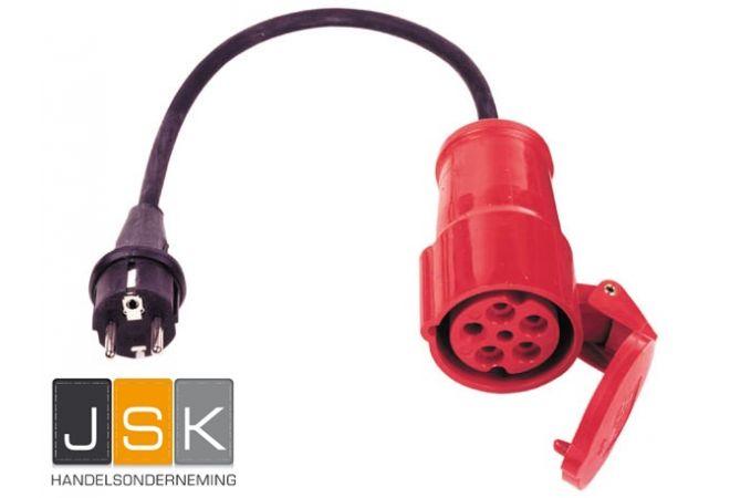 162165 Adapterkabel Schuko auf CEE rot für E-Auto Ladekabel Mobiles IP44 16A 5p