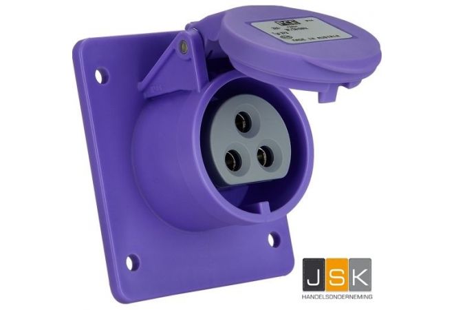 PCE 362 CEE-aanbouw contactdoos 2-pol. 16 Amp. 24V | Beschermingsgraad IP44/54 Violet | Spanning vlgs. EN 60309-2 20-25 V (50+60 Hz) violet 603.620.V/362F4V