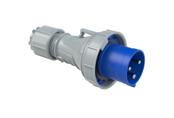 033-6 CEE-plug 3-polig 63A, 230 V (50+60 Hz) Blauw, 6h IP67 POWER TWIST - 1022366 - JSK Handelsonderneming