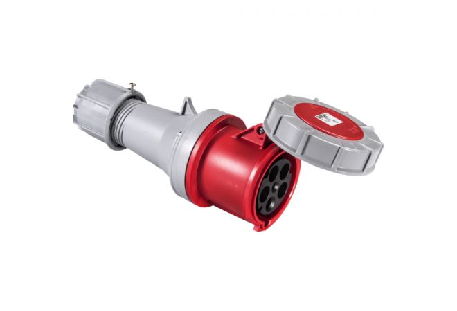 832.356 | CEE-contrastekker IP 67, 5-polig, 400 V, 6 h 63 A, met vernikkelde contacten | Spanning volgens EN 60309-2: 400 V (50+60 Hz) rood