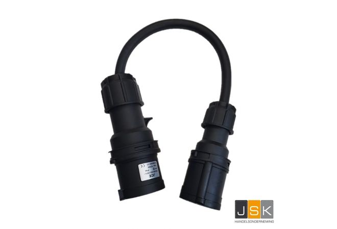 CEE 32A verloop stroom adapter 380V - 400V IP44 | 1139 | Veiligheidsnorm IP44 spatwaterdicht | Europees kwaliteits product met 2 jaar garantie 325165 - zwart evenementen - JSK Handelsonderneming