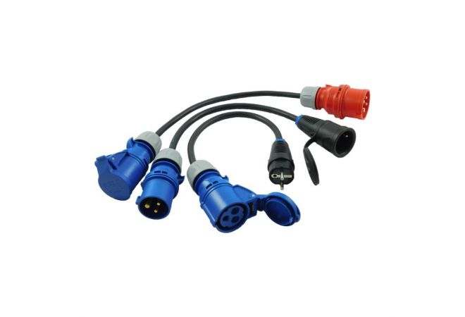 3x Camping Verloop Adapter CEE stekker naar 230V koppeling voor Caravan Boot Markt Foodtruck H07RN-F 3x2,5mm² 32A