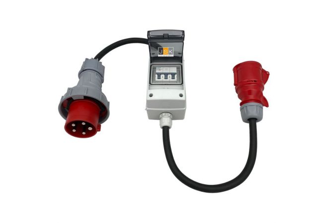 CEE 63A stekker op 32A 400V koppeling krachtstroom IP44/IP67 met stroomonderbreker 3B32A H07RN-F 5G4/5G6 adapter - 635325 - JSK Handelsonderneming