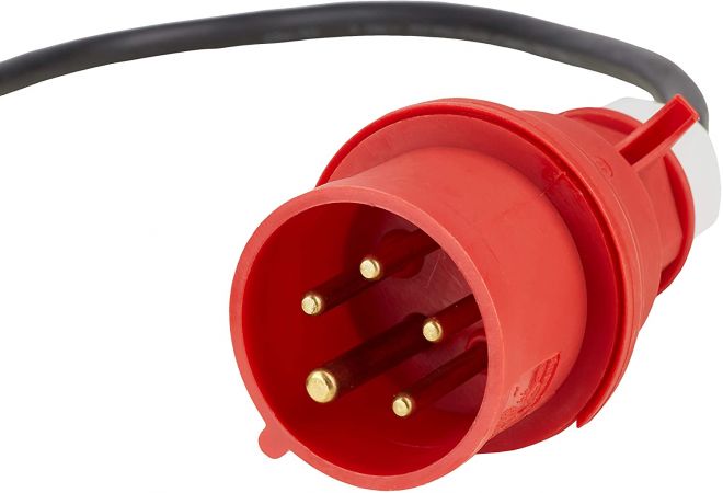 Compacte rubberen stroomverdeler / rubberen verdeler (1m kabel, 3x CEE 400V/16A, 3x 230V/16A, bouwplaatsgebruik en permanent gebruik buitenshuis, Made in Germany)