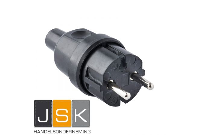 121686 Type 510 KERAF Volrubber contactstop 16A 250V~ klasse II (zonder aarde), Kleur Zwart ral 9005 Gewicht 78 g