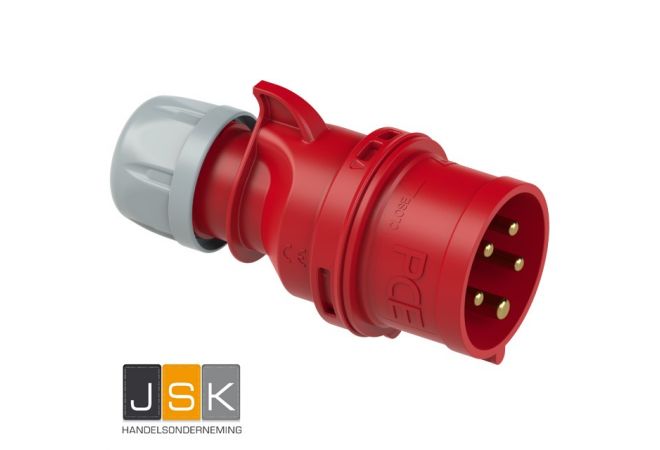 025-6v CEE contactstop 5-polig 32A, 400 V (50+60 Hz) Rood, 5p 6h IP44 SHARK / CEE-plug 32A 5p 6h IP44 SHARK - 102224