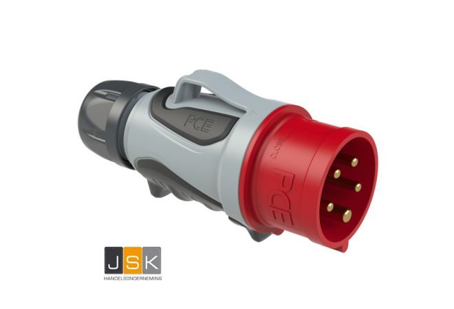 0253-6TT CEE-plug 32A 5p 6h IP44 GRIP, IP protection class: IP44/IP54, number of poles: 5 (3P+N+PE) met steekklemmen