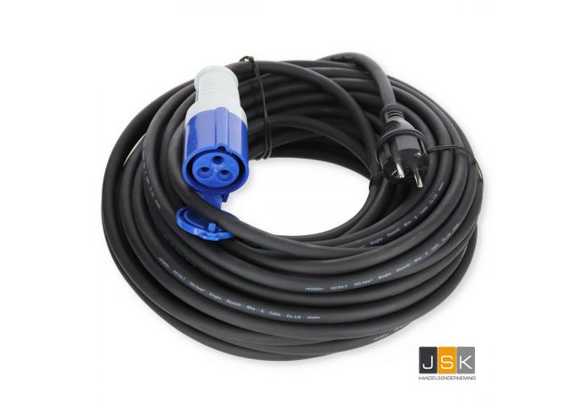 162163 Camping Verloop Adapter Kabel 3 meter, van Stekker 230V naar CEE koppeling 3-polig blauw 230V voor Caravan Boot H07RN-F 3x2,5mm² 16A