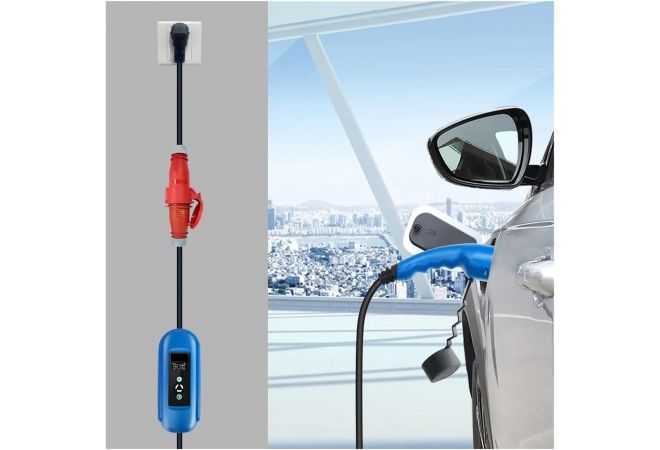 162165 - EV Charger Cable EV Convertor Schuko Plug to CEE Red Socket Extend Cable Use for Type 2 Electric Vehicles (Color : CEE to UK Plug)