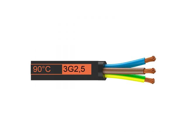 314.700 H07RN-F 3G2,5 mm², zwart 50 meter ring,  Außendurchmesser 11.5-14.5, kg/km 195, max Ø mm14