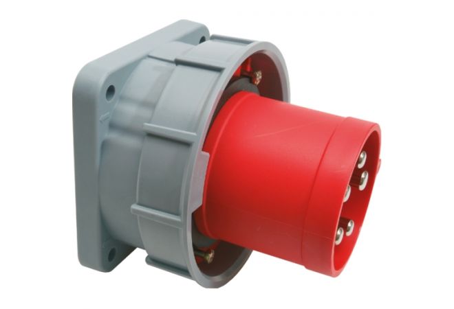 645-6 | CEE-flanged plug straight 125A 5p 6h IP67 POWER TWIST, dimensions (flange/fixing center): 120x120 mm / 100x100 mm