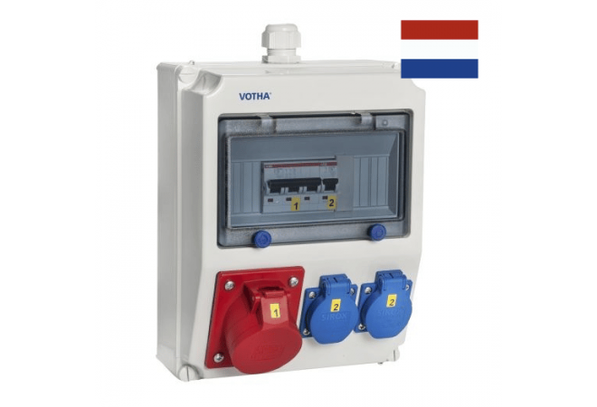 VOTHA® Kunststof Wandverdeelkast - bedraad "WORMS", 1x CEE 16A, 400 V~2x Steckdose 230V, NL62.012.0110