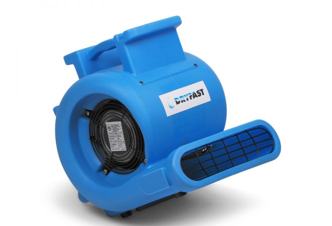 Turbo ventilator voor interieurs en bekleding, radiaal ventilator DRF 4000, urenteller en optioneel slangadapter voor 3 slangen van 100 mm, tapijtdroger