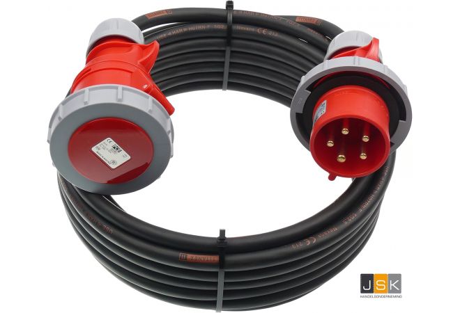 IP67 Krachtstroomkabel 32A 25 meter H07RN-F 5x2,5 mm² met CEE en contrastekker 400 Volt 104766