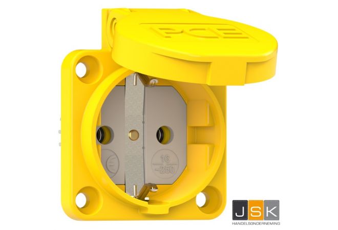 105-0e - Connector IP 54 geel, flensmaat: 50 x 50 mm, incl. dunne flensdichting, afstand tussen de bevestigingsgaten: 38 x 38 mm, 601.050 Geel