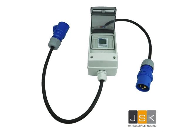 16A CEE Camping Meter - Mobiele Digitale Elektriciteitsmeter - Gekalibreerd - (met Reset) IP44