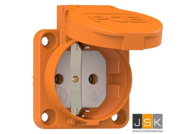 Vervangings contactstop haspels IP 54 oranje, flensmaat: 50 x 50 mm, incl. dunne flensdichting, afstand tussen de bevestigingsgaten: 38 x 38 mm, 601.050 oranje PCE 105-0o